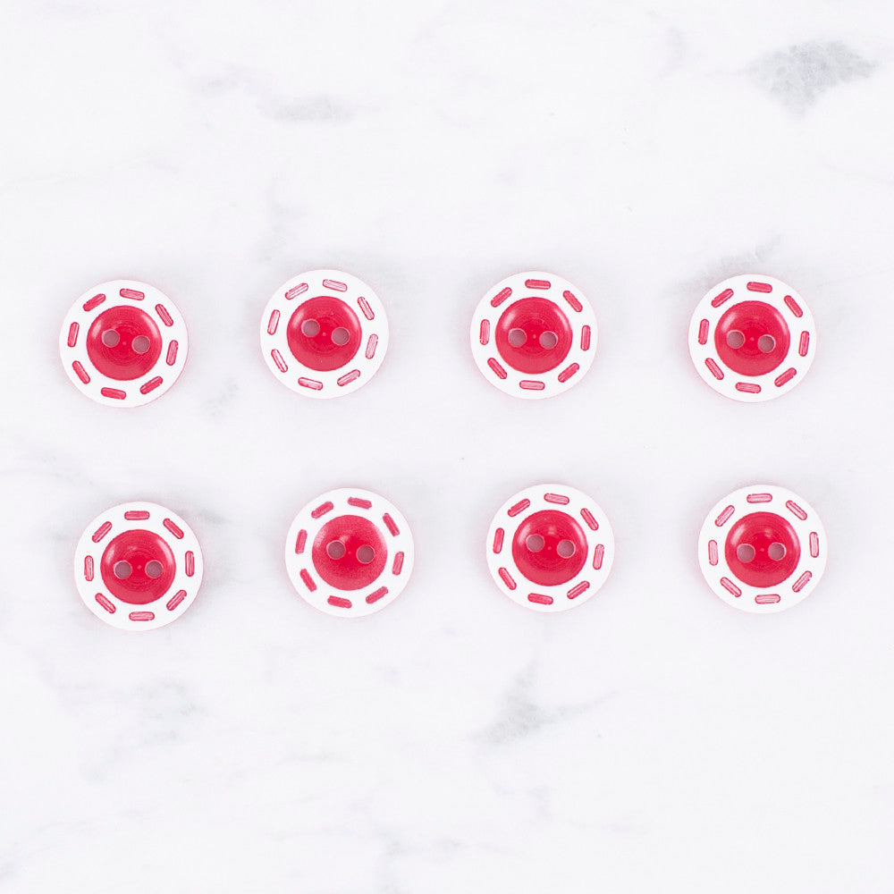 Loren Crafts 8'li Kırmızı Düğme - 0538